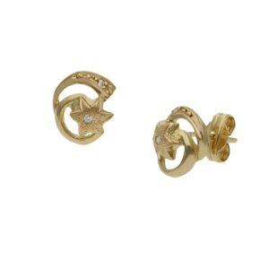 Pendientes oro 18kl estrellas circonitas - 8x9mm