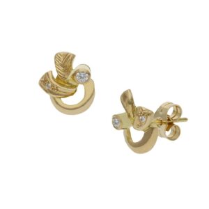 Pendientes oro 18kl circonitas - 8x11mm