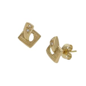 Pendientes oro 18kl circonitas - 8x10mm