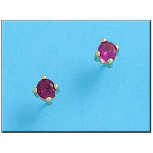 Pendientes oro 18kl crisopal rojo 5x5