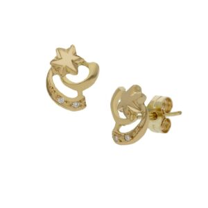 Pendientes oro 18kl  estrellas - 8x10mm