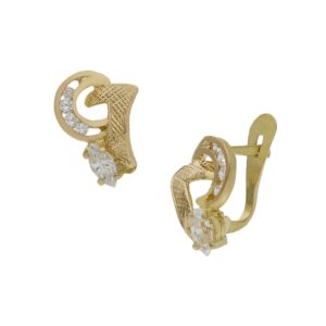 Pendientes oro 18kl luna circonitas - 9x11mm