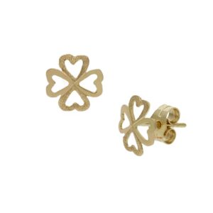 Pendientes oro 18kl  trebol - 8.50mm