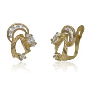 Pendientes oro 18kl luna circonitas - 9x12.50mm