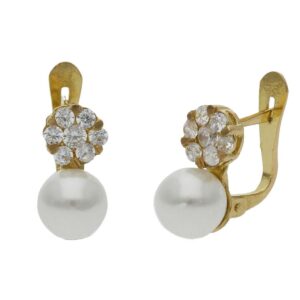 Pendientes oro 18kl perlas shell - 6x12mm