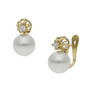 Pendientes oro 18kl perlas shell - 8x14mm