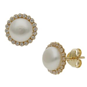 Pendientes oro 18kl perlas chinas - 9mm