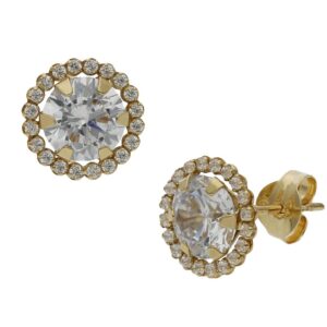 Pendientes oro 18kl circonitas - 9mm