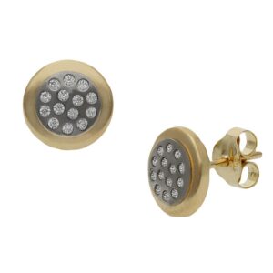 Pendientes oro 18kl bicolor redondos - 8mm