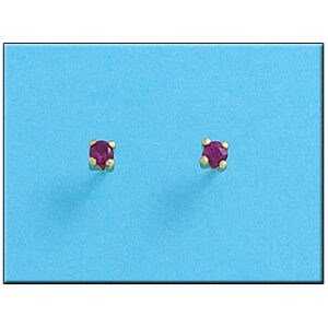 Pendientes oro 18kl crisopal rojo 3x3