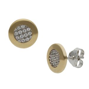 Pendientes oro 18kl bicolor redondos - 8mm