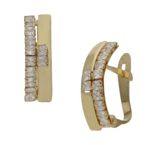 Pendientes oro 18kl circonitas - 4x14mm