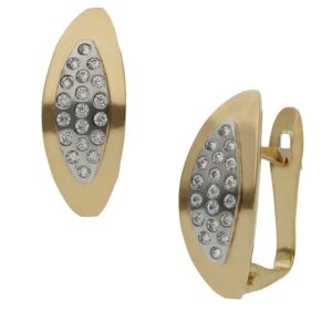 Pendientes oro 18kl bicolor circonitas - 6x14mm