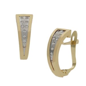Pendientes oro 18kl bicolor circonitas - 5x15mm