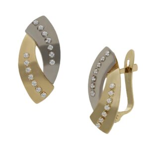 Pendientes oro 18kl bicolor circonitas - 8x17mm