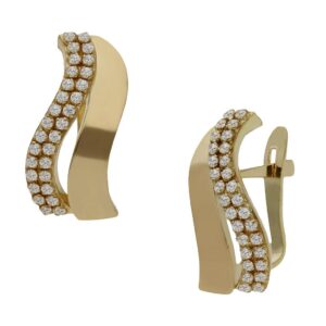 Pendientes oro 18kl ondas circonitas - 5x15mm