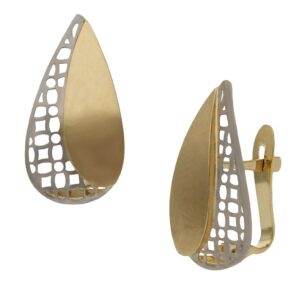 Pendientes oro 18kl bicolor - 9x17mm
