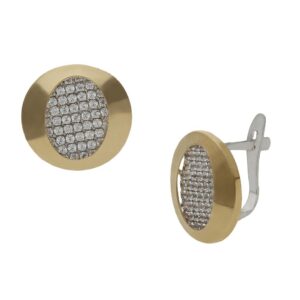 Pendientes oro 18kl bicolor circonitas - 12x13mm