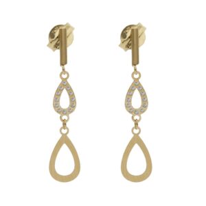 Pendientes oro 18kl circonitas - 5x22mm