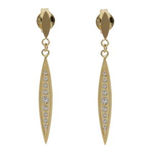 Pendientes oro 18kl circonitas - 3x30mm