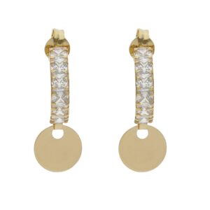 Aros oro 18kl circonitas + chapas - 5mm