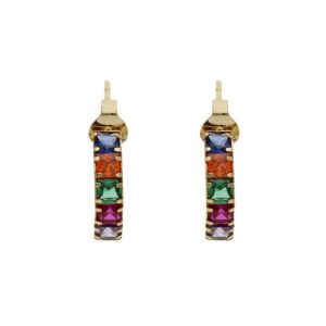 Aros oro 18kl + piedras colores - 5mm
