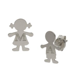 Pendientes oro blanco 18kl niños + inicial