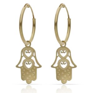 Aros oro 18kl mano de fatima