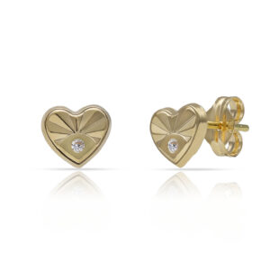 Pendientes oro corazon circonitas - 6.50x5.50mm
