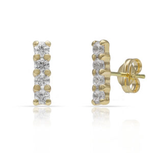 Pendientes oro 18kl barra 4 circonitas