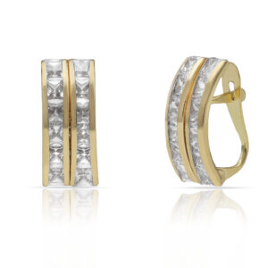 Pendientes oro 18kl doble barra circonitas