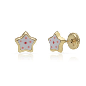 Pendientes oro 18kl estrellas esmaltadas - 6mm