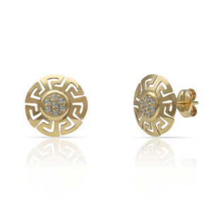 Pendientes oro 18kl greca circonitas - 10mm