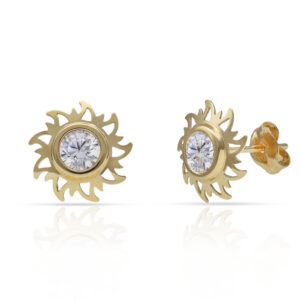 Pendientes oro 18kl sol circonitas - 10mm