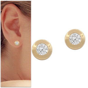 Pendientes oro 18kl chaton - 9mm