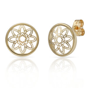 Pendientes oro 18kl flor calada - 10.50mm