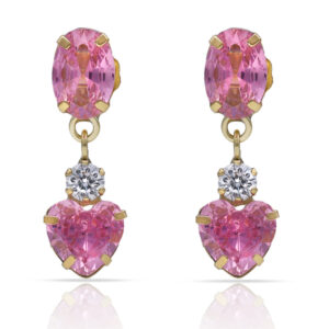 Pendientes oro 18kl rosa de francia corazon - 6.50x20mm