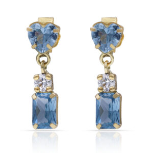 Pendientes oro 18kl piedras agua corazón - 5.50x18mm