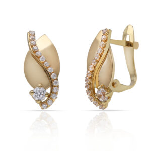 Pendientes oro 18kl ondas circonitas