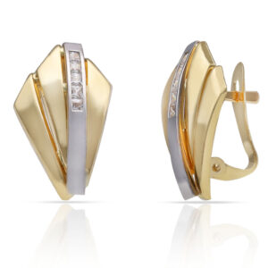 Pendientes oro 18kl bicolor circonitas