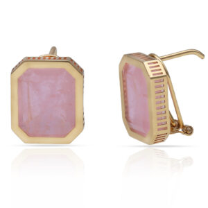 Pendientes oro 18kl cuarzo rosa
