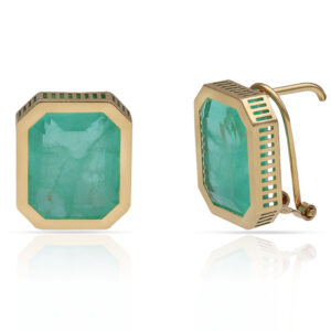 Pendientes oro 18kl cuarzo verde