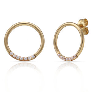 Pendientes oro 18kl circulo + circonitas - 12mm