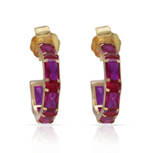 Aros oro 18kl piedras rojas - 11mm