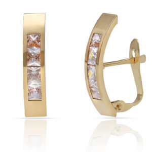 Pendientes oro 18kl circonitas - 4x18mm