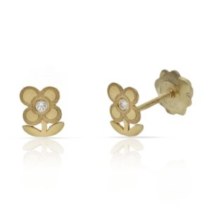 Pendientes oro 18kl flor