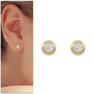 Pendientes oro 18kl chaton - 5mm