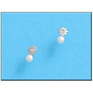 Pendientes oro blanco 18kl margarita