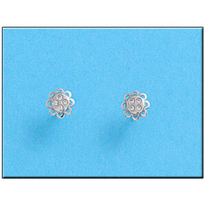 Pendientes oro blanco 18kl flor