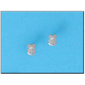 Pendientes oro blanco 18kl flor